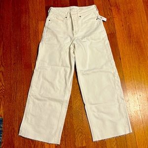 Extra high-rise wide leg white jean petite